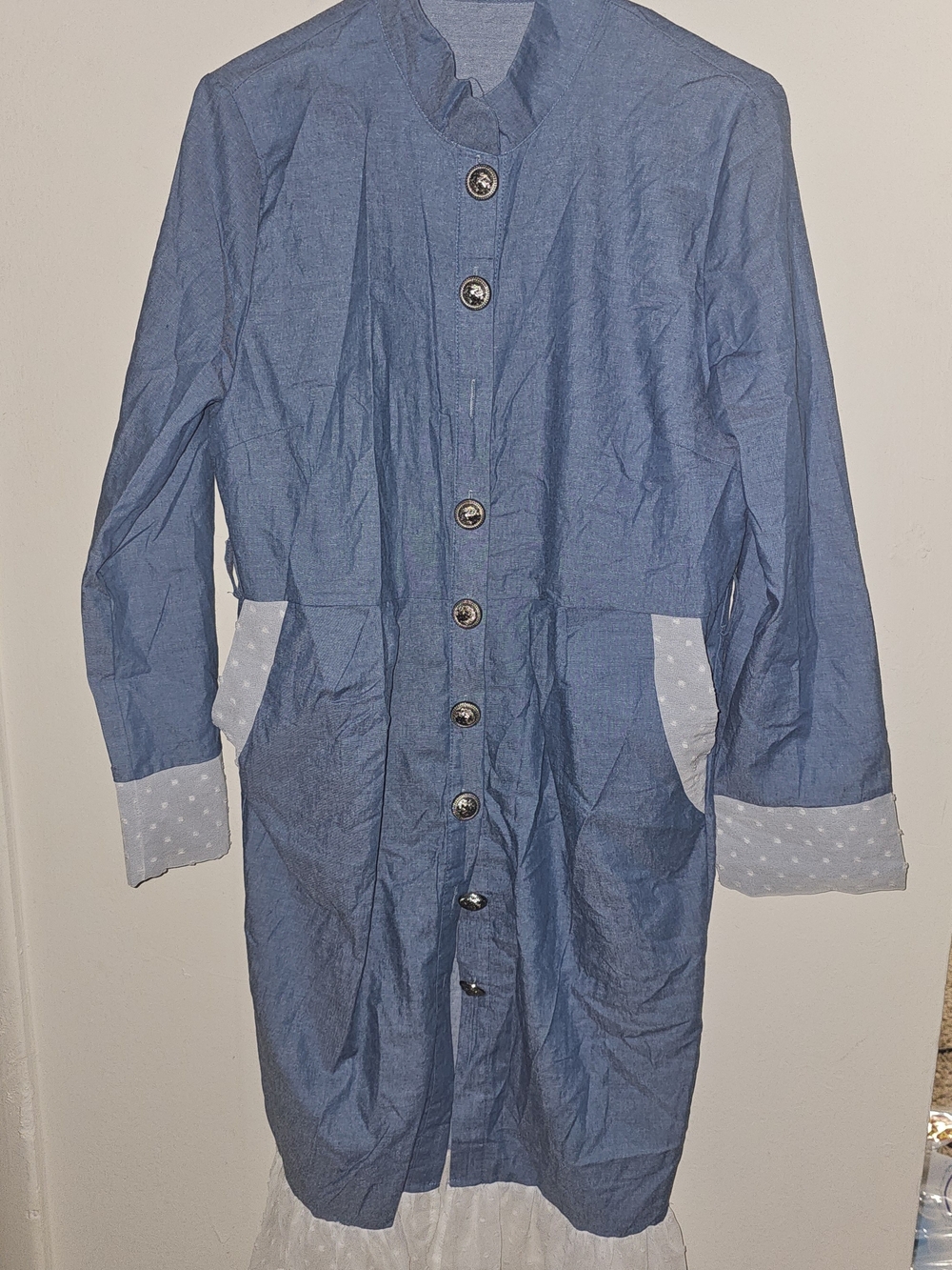 Light Blue Button-Front Women's Trench Coat